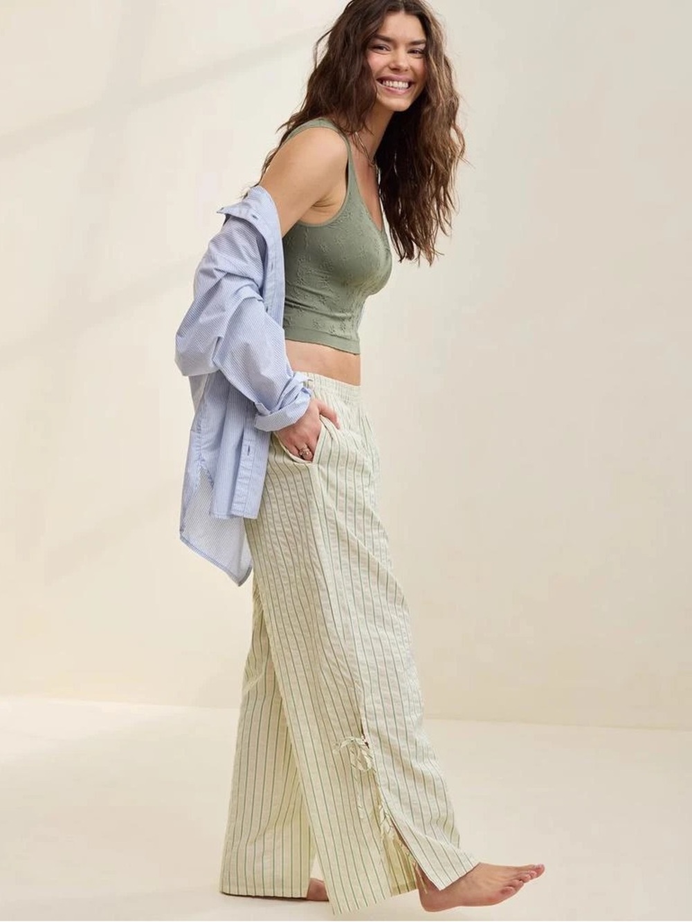 Aerie Seersucker Off Duty Trouser
